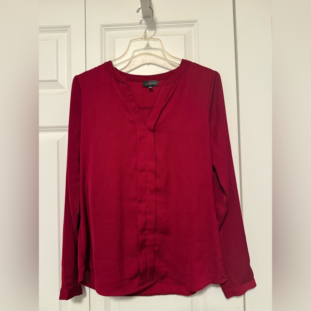 Maroon Long Sleeve Relaxed Blouse